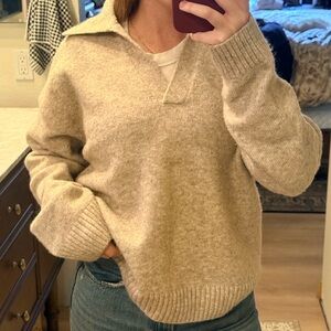 H&M Beige V-Neck Sweater